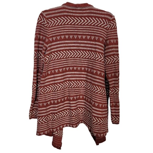 Lucky Brand Sz Med Aztec Tribal Knit Open Front Cardigan Sweater Heavyweight - Picture 2 of 8